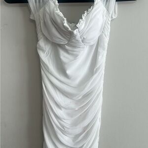 Elegant White Ruched Dress